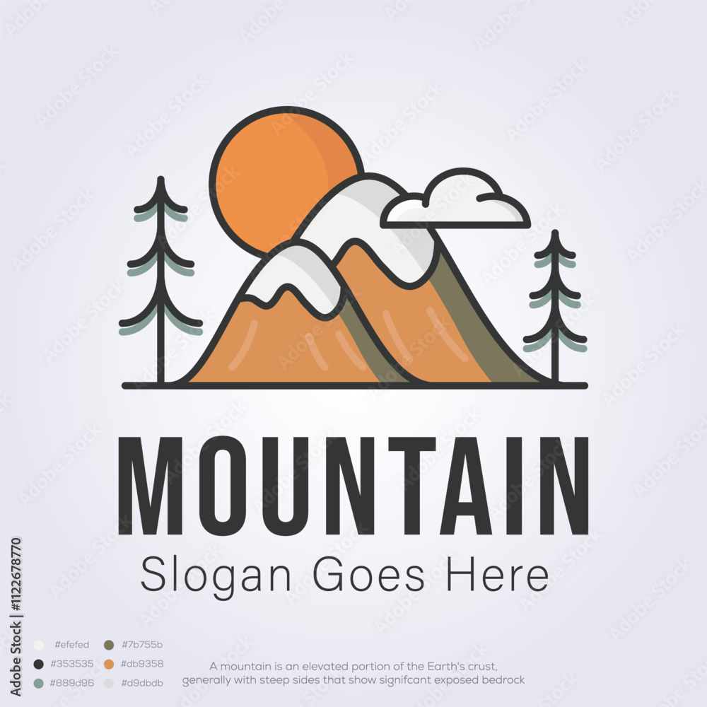 Fototapeta premium modern minimalist mountain logo icon symbol vector illustration design. outdoor adventure logo design