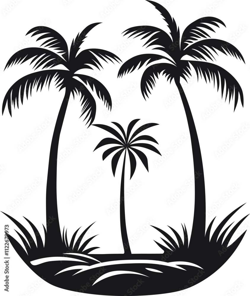 Obraz premium Tree vector black and white Print