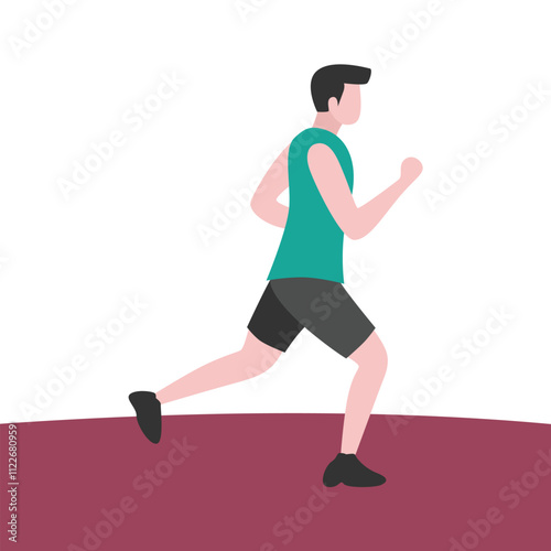 Vector Illustration of Man Jogging in the Park