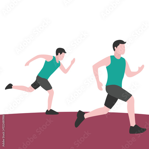 Two Men Running Together in Urban Setting