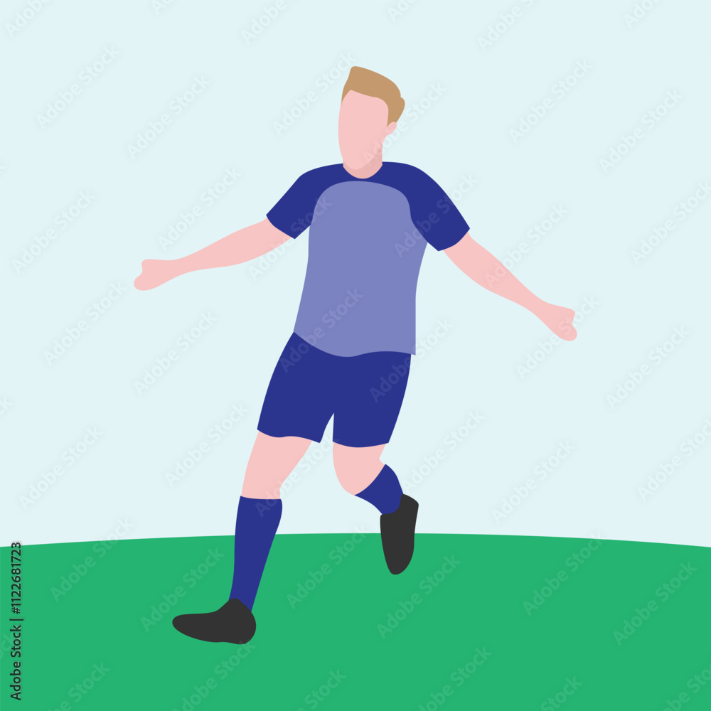 Flat Design Illustration of Playing Soccer Flat Design Illustration of Playing Soccer