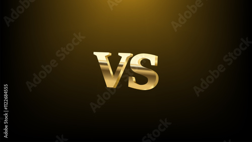 Versus VS signs 3d gold color, game or sport confrontation symbols on dark background with glowing sparkles. Martial arts combat, fight, battle competition challenge, 3d vector design