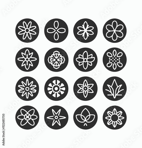 Floral vector icons pack illustration