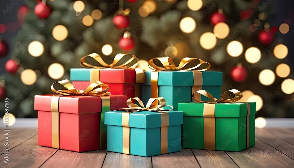 Red gift boxes with gold bows, wrapped for Christmas presents, isolated on white for holiday decoration Red gift boxes with gold bows, wrapped for Christmas presents, isolated on white for holiday decoration