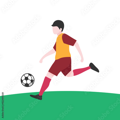 Dynamic Vector Illustration of Soccer Player Kicking Ball