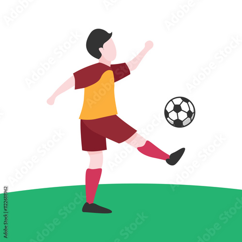 Dynamic Vector Illustration of Soccer Player Kicking Ball