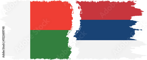 Free Download Serbia and Madagascar grunge flags connection, vector - GFXLoad