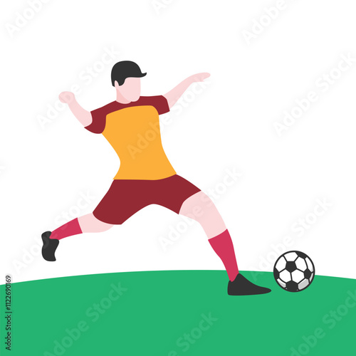 Dynamic Vector Illustration of Soccer Player Kicking Ball