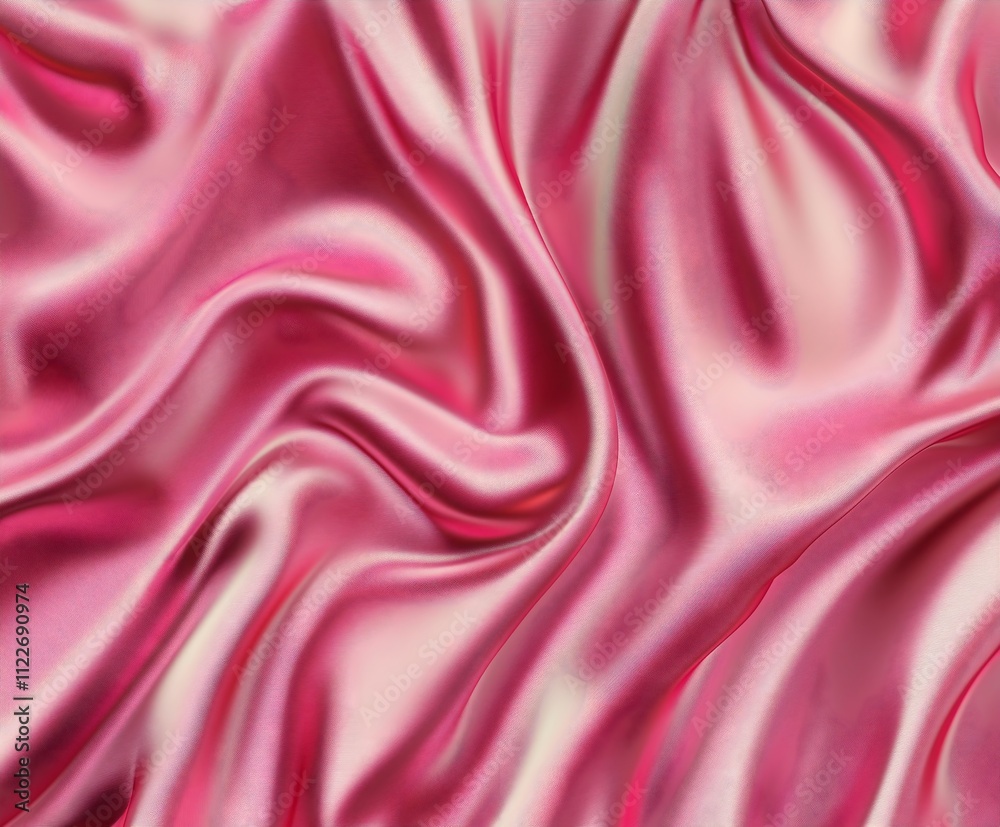 Obraz premium Luxurious Pink Silk Fabric Texture - Flowing Satin with Smooth Folds and Glossy Finish, Perfect for Fashion Backgrounds, Abstract Designs, and Elegant Concepts