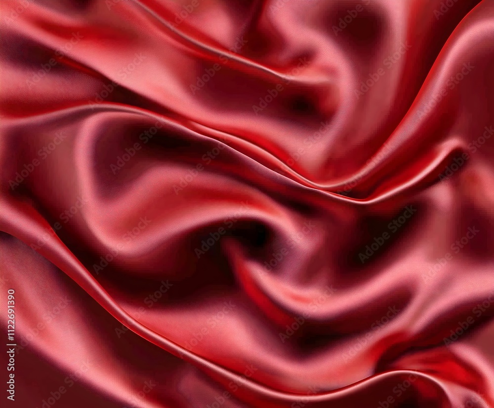 Obraz premium Luxurious Red Satin Fabric Background with Glossy Waves - Elegant, Vibrant, and Abstract Design Perfect for Fashion, Art, and Luxury Concepts