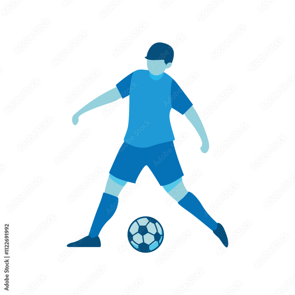 Flat Design of Player Kicking Soccer Ball Flat Design of Player Kicking Soccer Ball