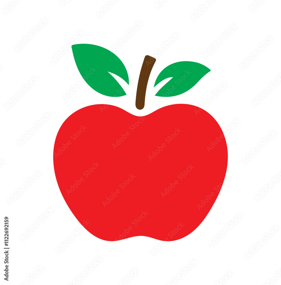 Fototapeta premium Red apple icon vector. Apple icon isolated flat style design. Apple symbol.