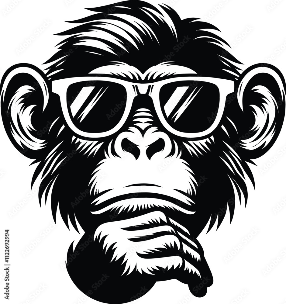 Obraz premium Cool Monkey Wearing Sunglasses