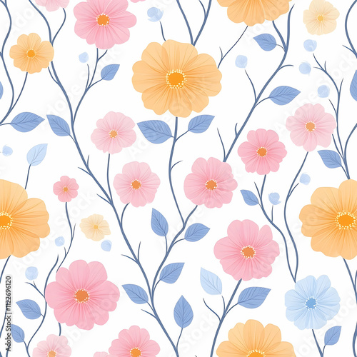 Colorful floral pattern design studio setting digital artwork bright environment close-up view nature inspired concept