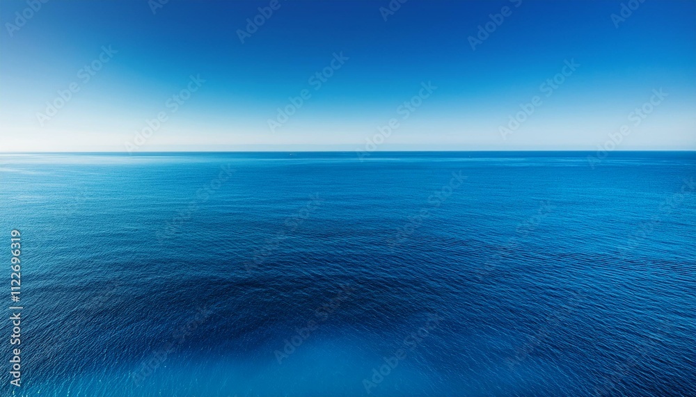 Obraz premium 浅いターコイズブルーから青緑、そしてネイビーブルーへと繋がるグラデーションが、広大な海の深さと広がりを感じさせる。