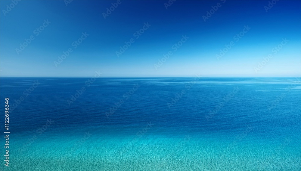 Obraz premium ターコイズブルーから深海のような青緑、ネイビーブルーへの流れるようなグラデーションが、海の広がりと奥深さを表現