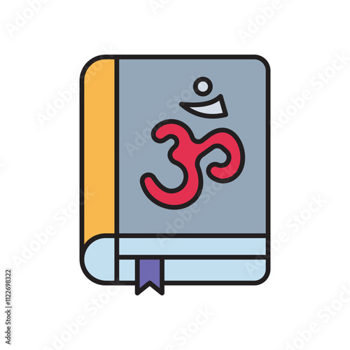 sacred book color line icon with white background vector stock illustration