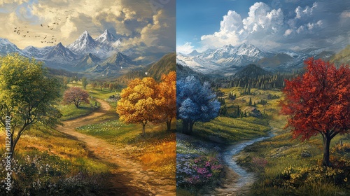 Scenic Four-Season Landscape Split