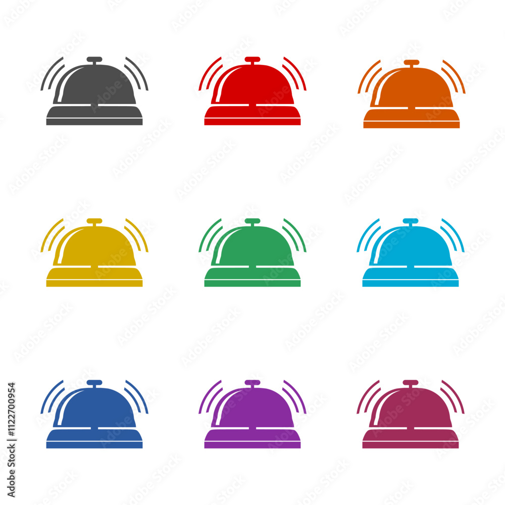 Fototapeta premium Hotel service bell icon isolated on white background. Set icons colorful