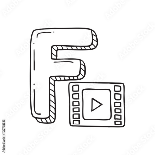 An illustration of letter F beside Film