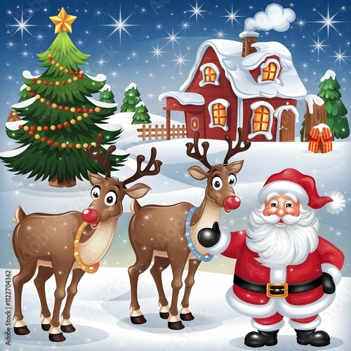 santa claus and reindeer