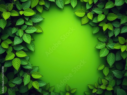 An abstract representation of leaves and foliage in green hues, green background, natural textures, creative interpretations