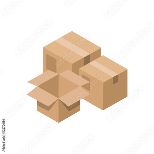 Stacked Cardboard Boxes in Warehouse Storage
