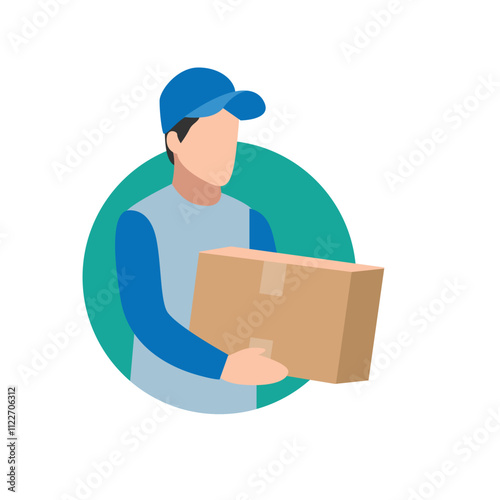 Courier Delivering Parcels in Blue Uniform photo