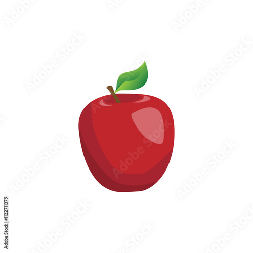 Ripe Red Apple on Rustic Wooden Background