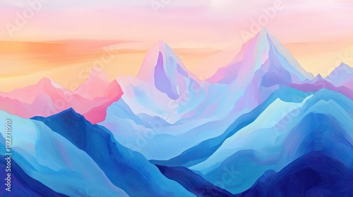 Abstract mountain landscape art emphasizing soft gradients and flowing lines.