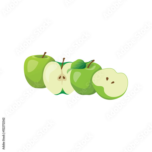 Green Apple on Wooden Table Fresh and Juicy