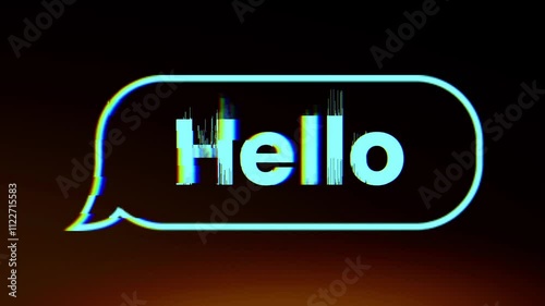 Hello text effect on black neon background video	
