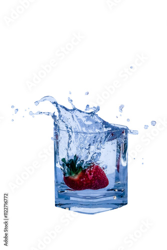 Water splash on glass isolated on a transparent background  