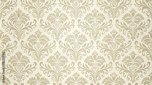 Damask seamless wallpaper background, classic look, vintage aesthetic, sophisticated atmosphere, luxurious fabric texture, elegant damask pattern