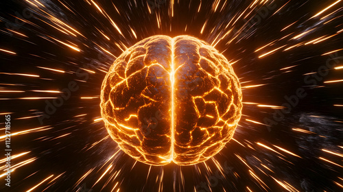 Minimalist Glowing Brain Icon in Dynamic Energy Display