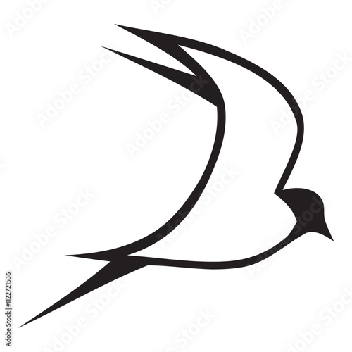qaranqushBlack silhouette on a white background. A swallow soaring in the air. Swallow logo and icon