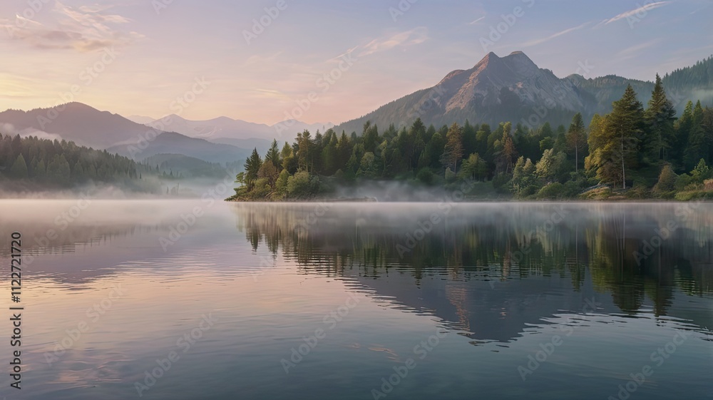 Naklejka premium Tranquility And Peace On The Lake