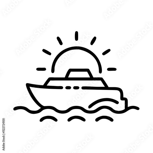 Sunset cruise icon for ocean travel experiences