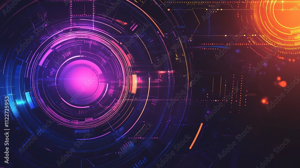 Fototapeta premium Futuristic Technology Abstract Background with Brilliant Colors and Shapes