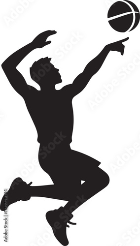 Basketball player silhouette flat vector illustration isolated on white background
