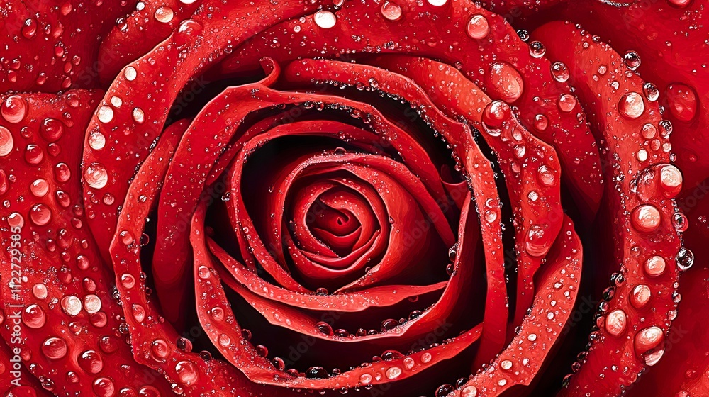 Close-up of a red rose covered in water droplets. Close-up of a red rose covered in water droplets.