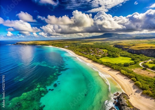 Hapuna Beach State Park Aerial Panorama - Big Island Hawaii - Beautiful Coastline