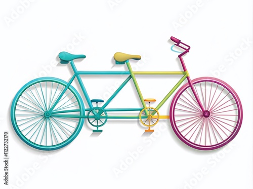 Aerial View of Double Pair Bicycle Silhouettes on a White Background for Creative Designs and Illustrations Related to Cycling and Biking Activities photo