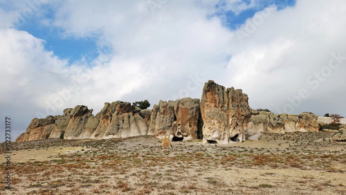 Fascinating rock formations shaped by natural erosion in the historical Phrygian Valley in the Ihsaniye district of Afyonkarahisar province