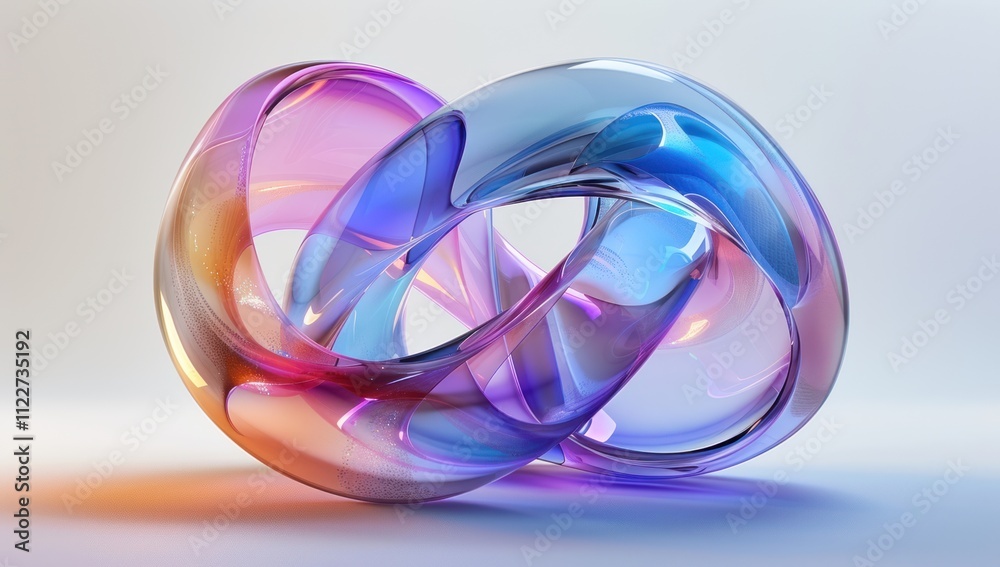Abstract Glass Sculpture with Intertwined Forms