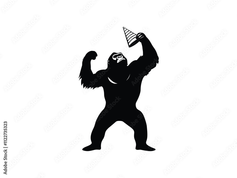 Obraz premium Gambling Gorilla Silhouette for New Year Artwork