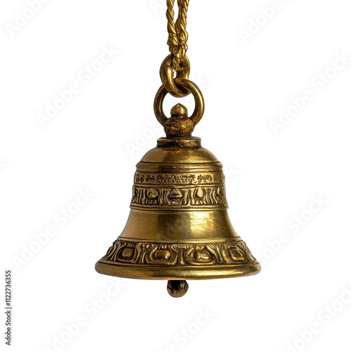 A gold bell hanging from a chain Transparent Background