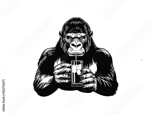 Gambling Gorilla Silhouette for New Year Artwork