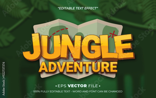 Jungle Adventure 3d text effect editable vector