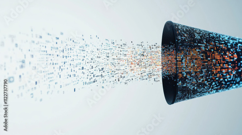 futuristic speaker megaphone and binary code data  concept for web business digital marketing